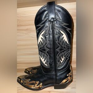 Vintage Code West Women’s Cowboy Boots Sz 5 Black SnakeSkin Leather